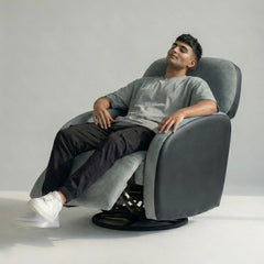 Hush Hiven Pebble Single Seater Motorized Recliner Chair Dual Tone Boucle & Leatherette