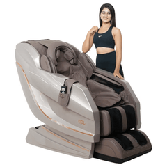 Full Body Shiatsu Massage Chair New Electric Zero Gravity Recliner Straight SL Track 3yr Warranty (Beige)